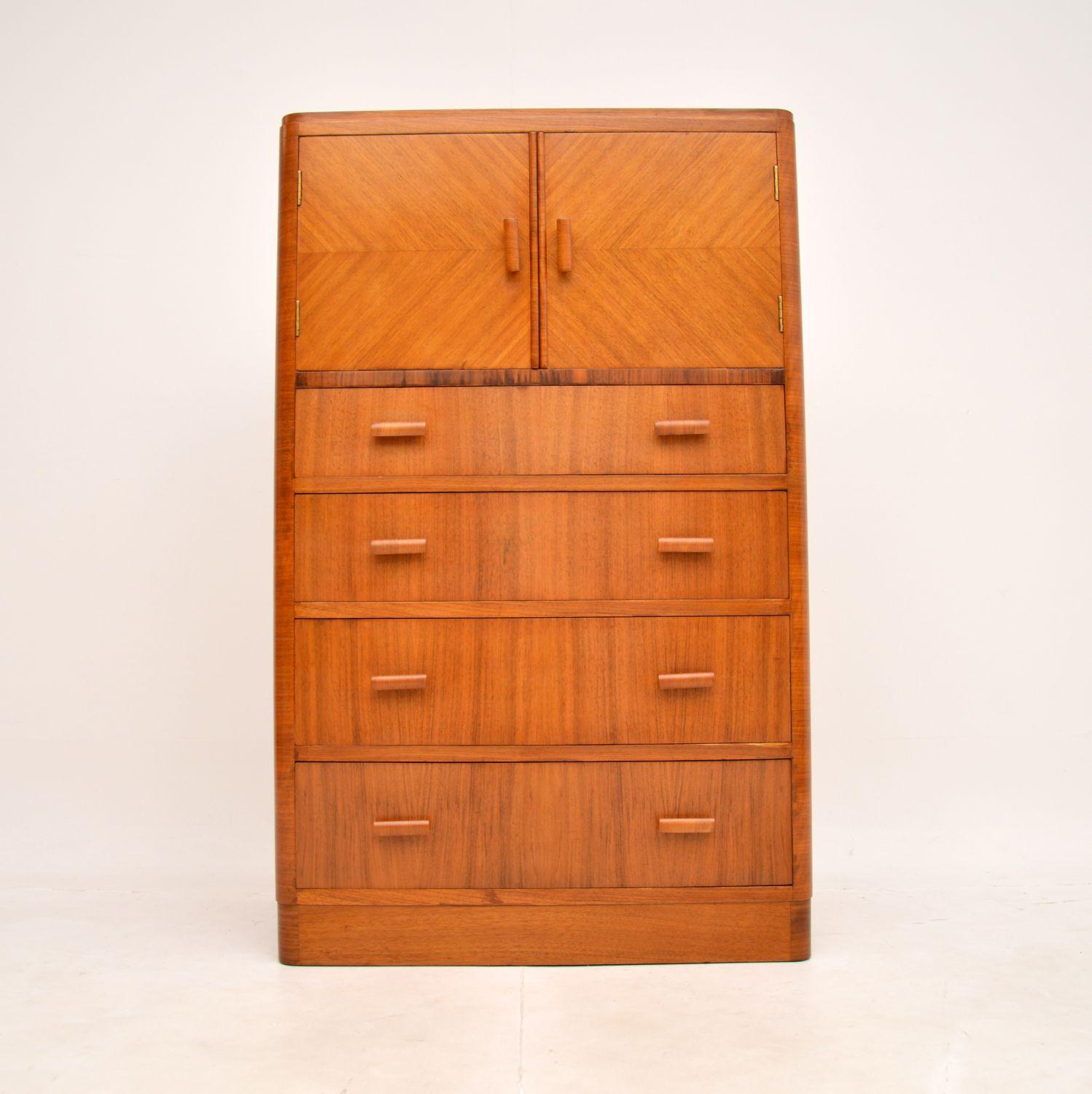 Art Deco Walnut Tallboy Chest / Cabinet In Good Condition For Sale In London, GB