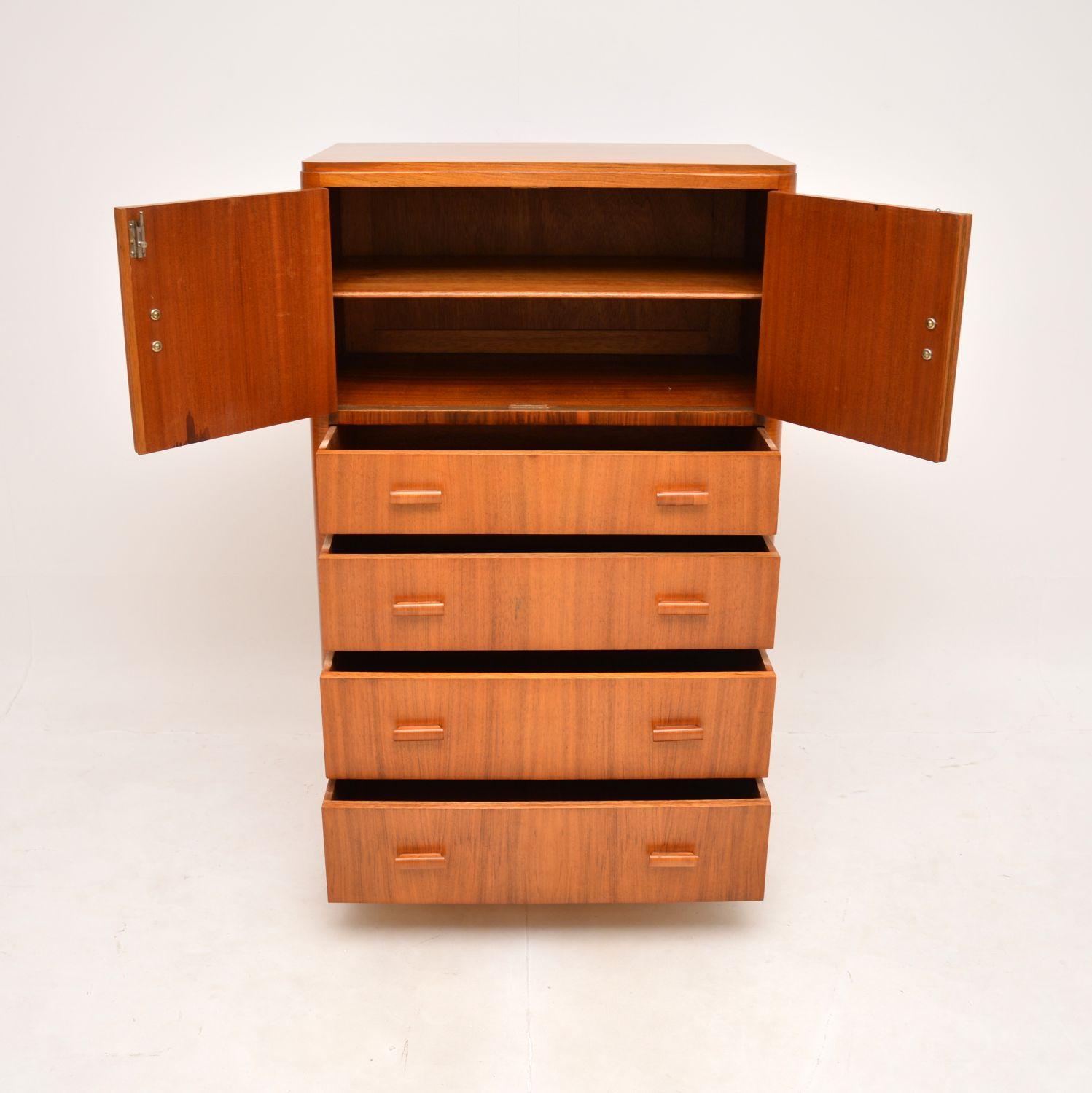 Early 20th Century Art Deco Walnut Tallboy Chest / Cabinet For Sale