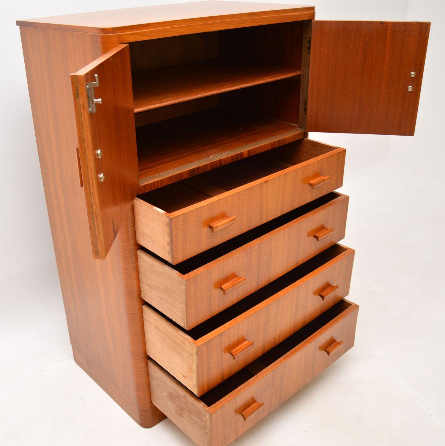 Art Deco Walnut Tallboy Chest / Cabinet For Sale 1