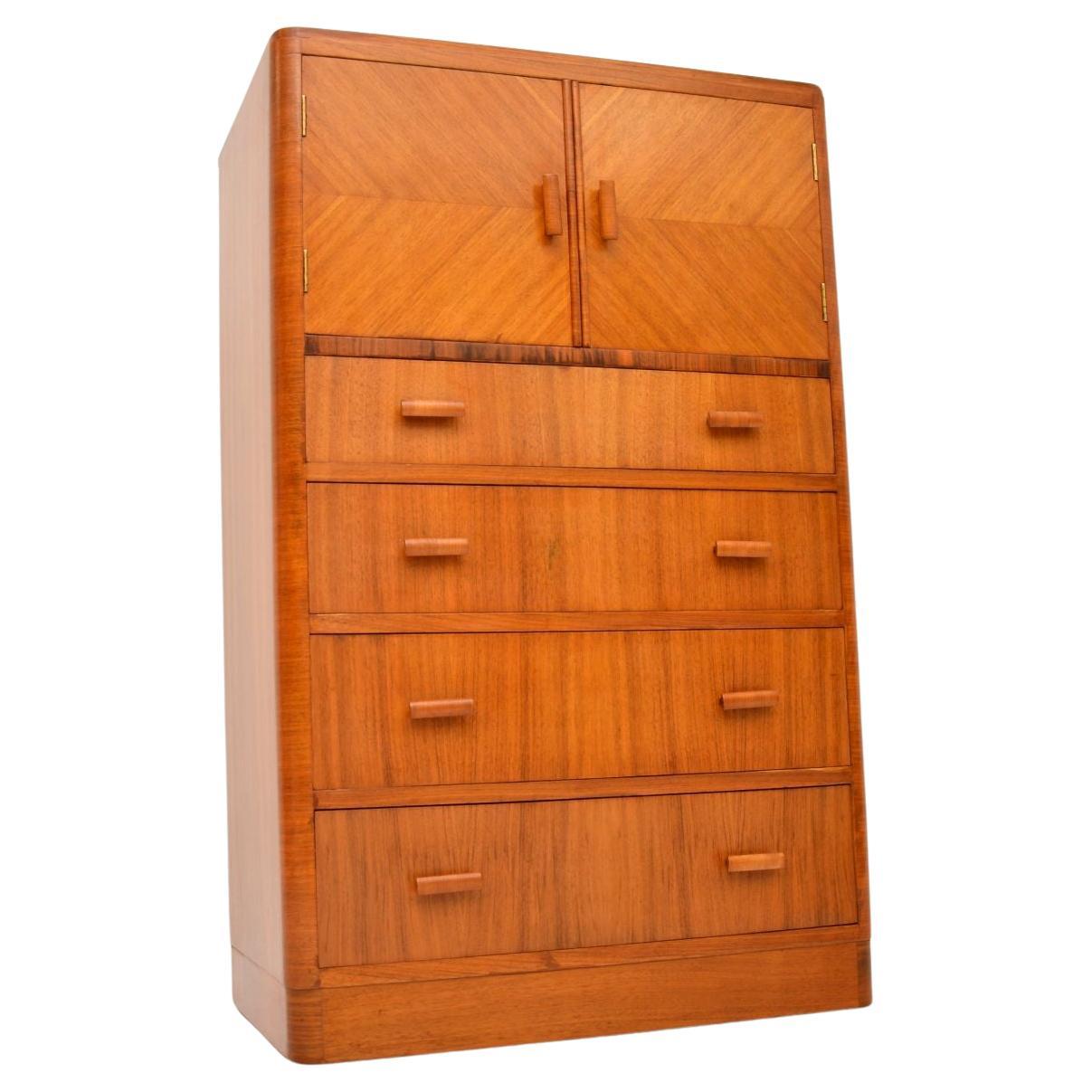 Art Deco Walnut Tallboy Chest / Cabinet For Sale