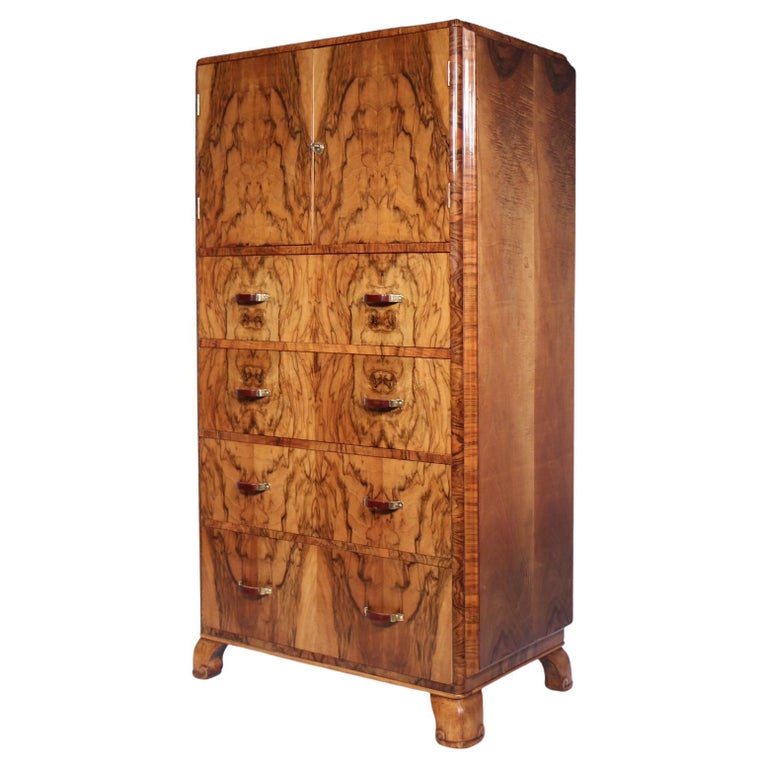 Art Deco Walnut Tallboy at 1stDibs