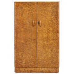 Vintage Art Deco Walnut Tallboy Linen Cupboard, circa 1930