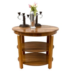 Art Deco Walnut Three Tier Book Table, c1930, English