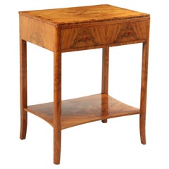 Art Deco Walnut Two Drawer Side Table, c1930