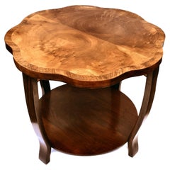 Art Deco Walnut Two Tier Figured Occasional Table, English, c1930