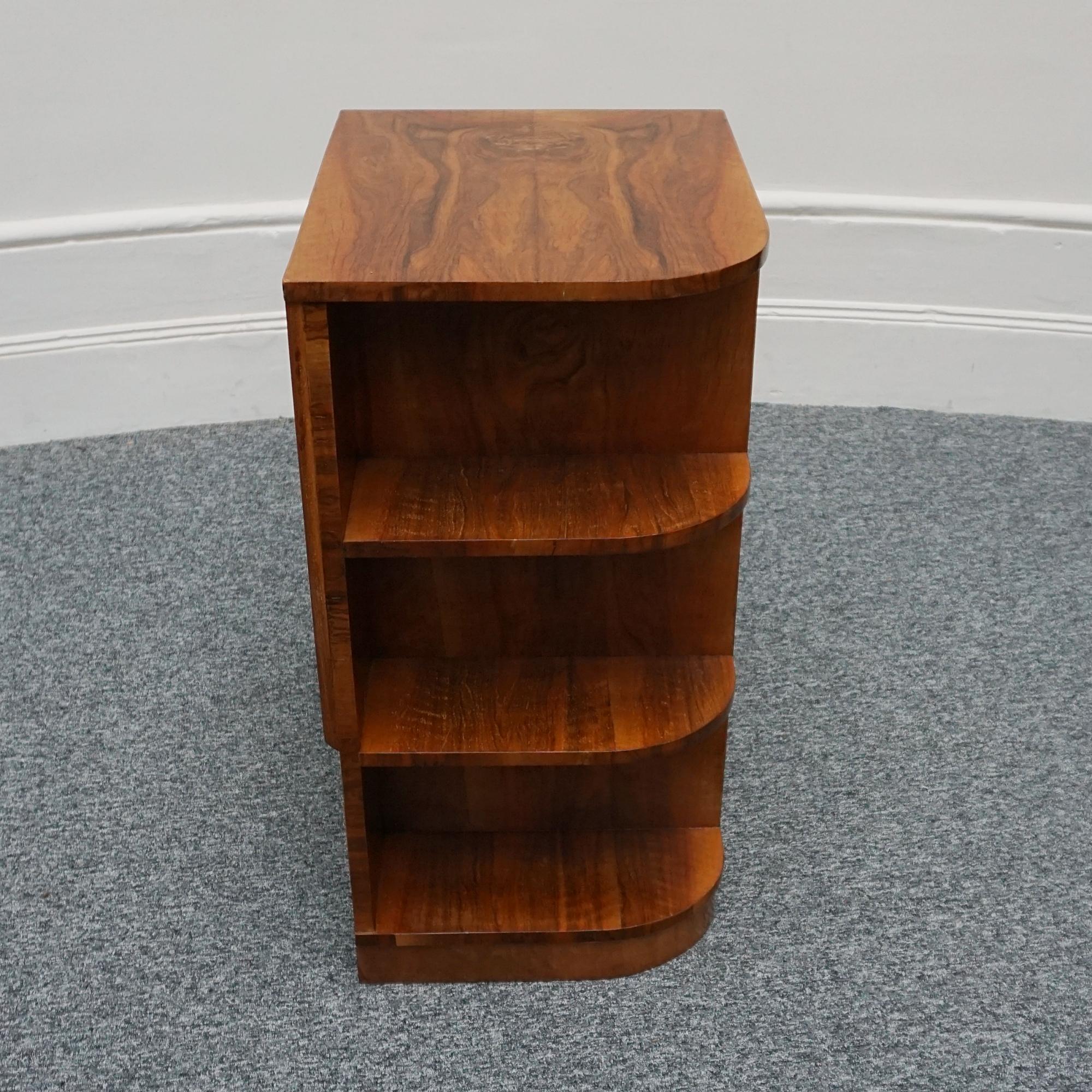 Art Deco Walnut Two Tiered Cabinet with Open Shelving 6