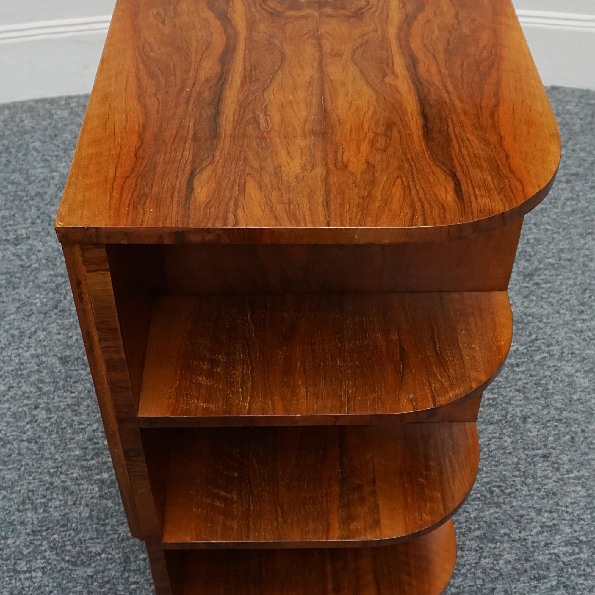 Art Deco Walnut Two Tiered Cabinet with Open Shelving 7