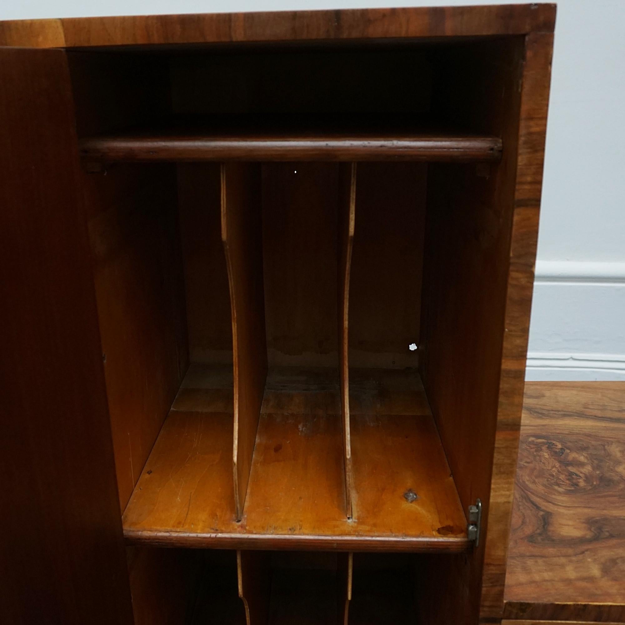 20th Century Art Deco Walnut Two Tiered Cabinet with Open Shelving