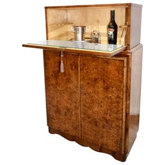 Art Deco Walnut Upright Dry Bar, Cocktail Cabinet, circa 1930s