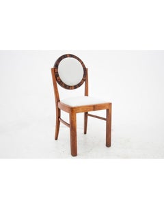 Art Deco Walnut Vanity Dressing Table with Chair, Poland, 1930s