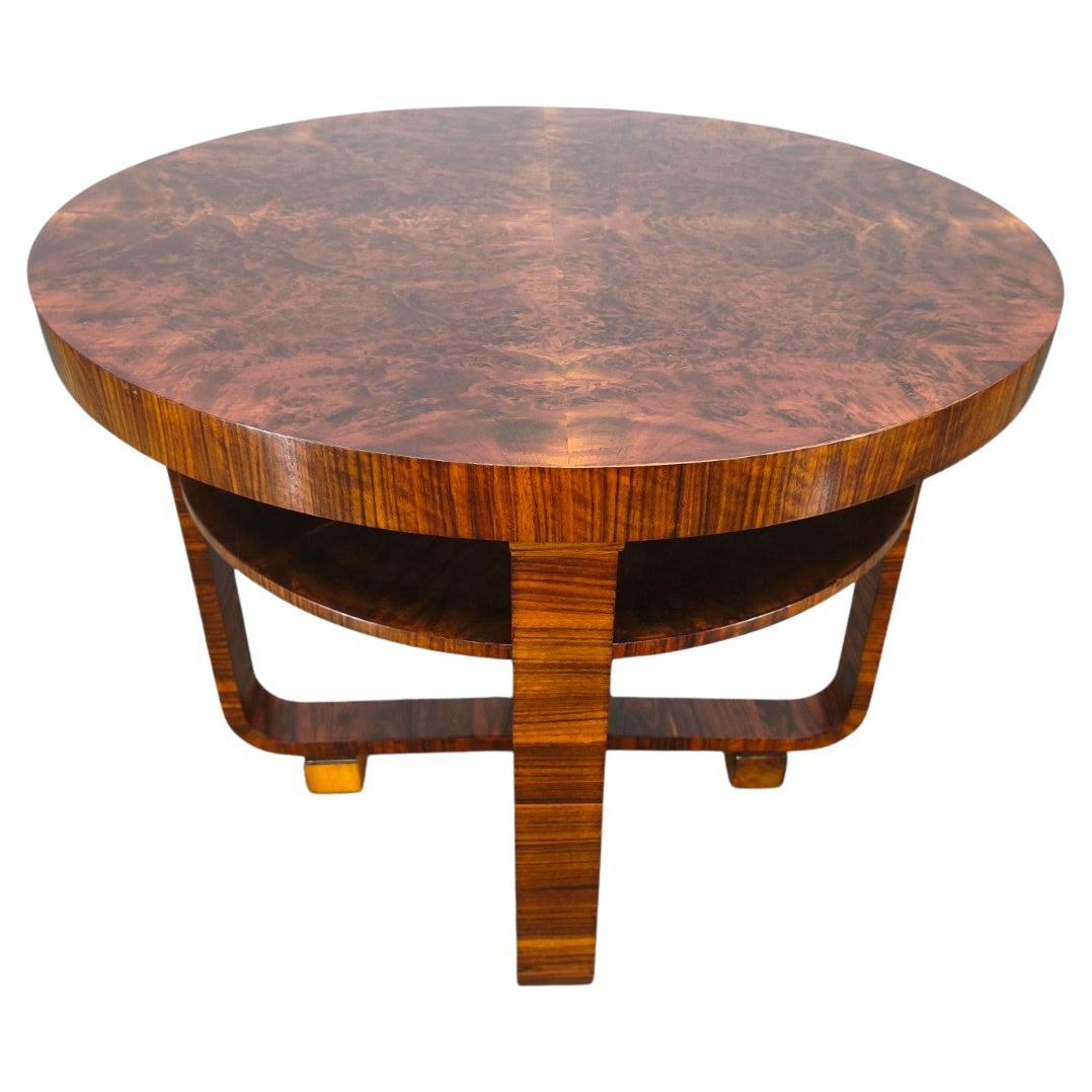Art Deco Walnut Veneer Coffee Table, Czechoslovakia, 1930s