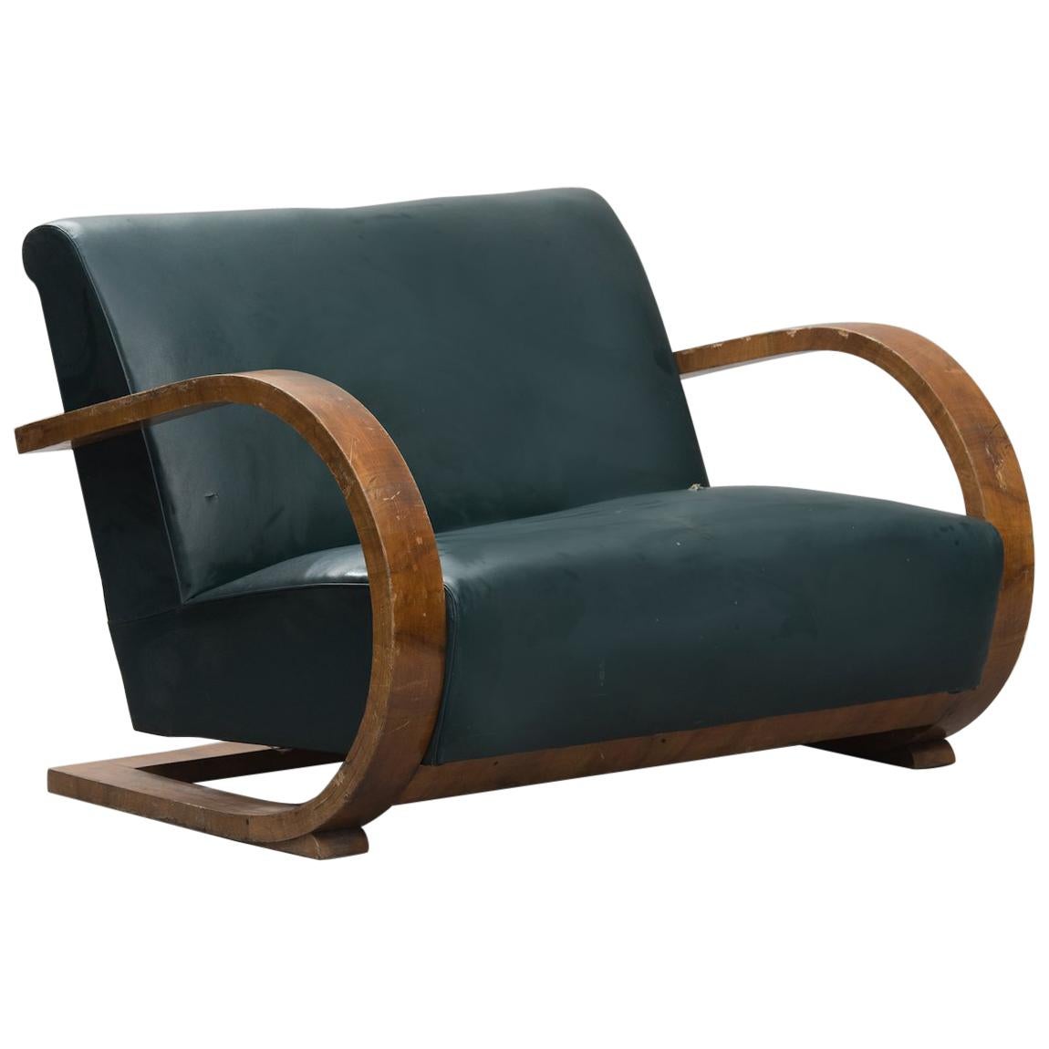 Art Deco Walnut veneer Italian Sofa For Sale