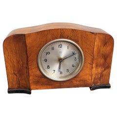 Art Deco Walnut Veneer Junghans Made in Italy Mantel Table Desk Alarm Clock