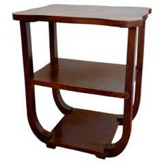Art Deco Beistelltisch aus Nussbaumfurnier mit geometrischem Design, 20. Jahrhundert