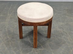 Art Deco Nussbaumfurnier Polsterhocker, Tschechoslowakei 1930er Jahre
