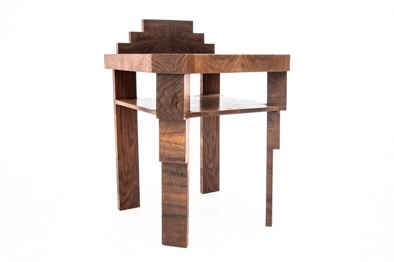 Art Deco Walnut Vintage Bedside Tables, Poland, 1960s For Sale at 1stDibs