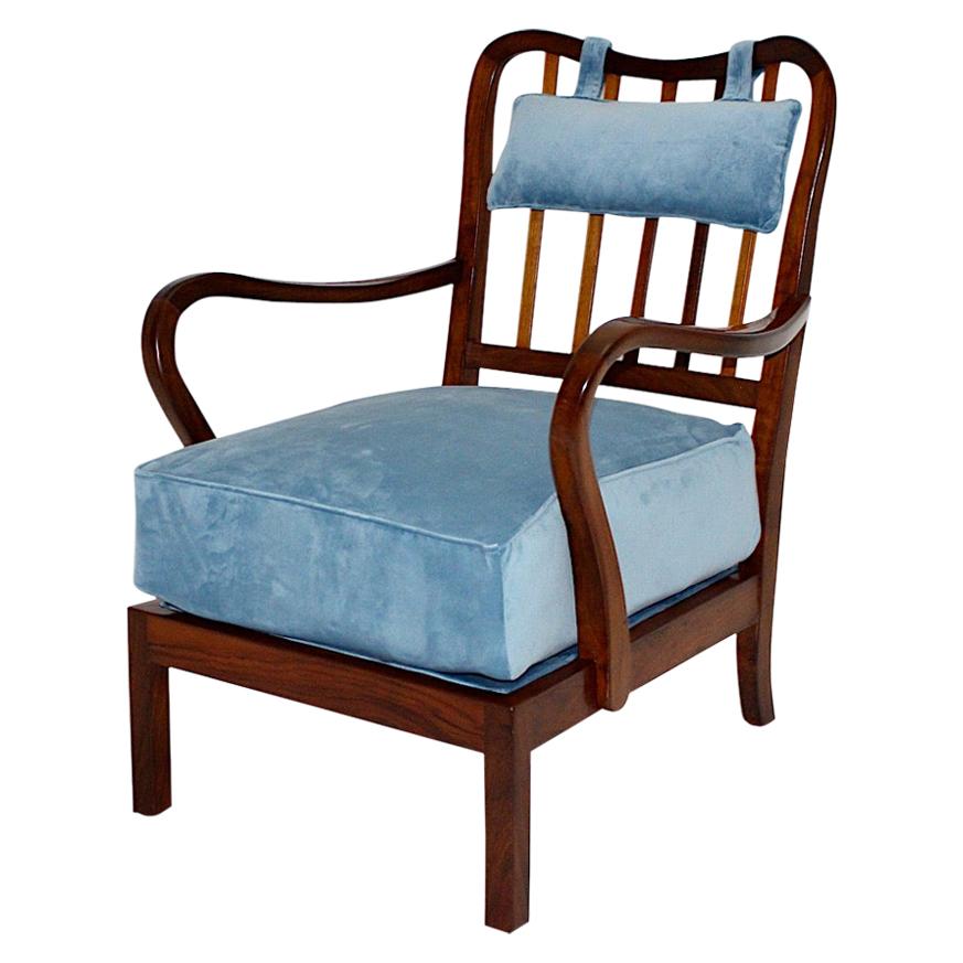 Art Deco Walnut Vintage Lounge Chair Armchair Attr. Oswald Haerdtl 1930s Vienna For Sale