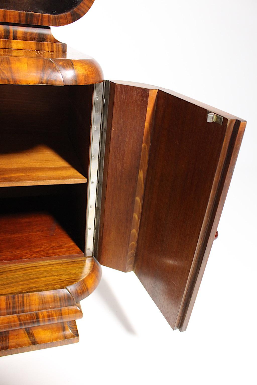 Art Deco Walnut Vintage Pair of Nightstands or Chests or Commodes 1930s Vienna For Sale 13