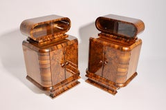 Art Deco Walnut Vintage Pair of Nightstands or Chests or Commodes 1930s Vienna