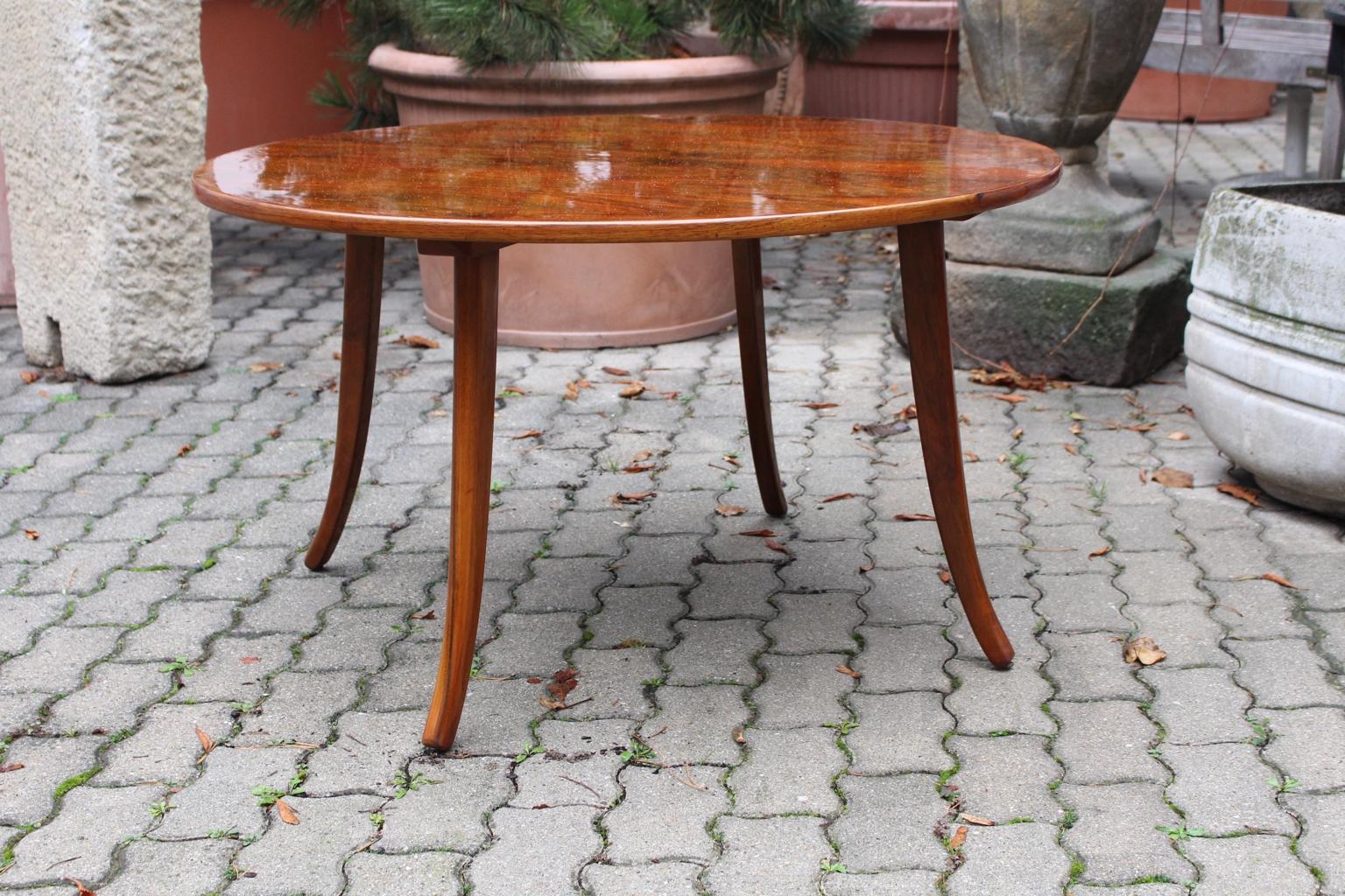 Art Deco Walnut Circular Vintage Sofa Table Circle Josef Frank Felix Augenfeld For Sale 4