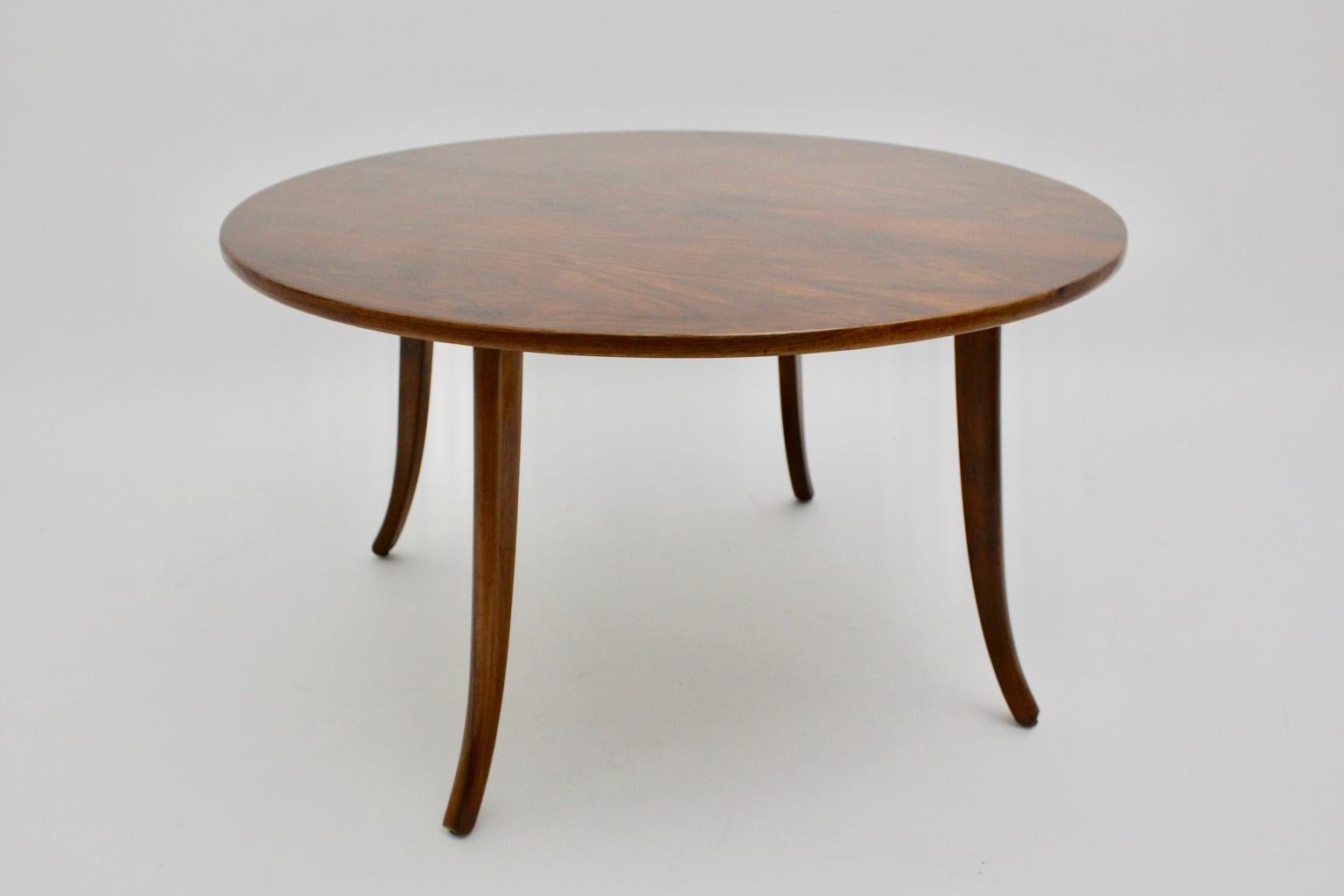 Art Deco Walnut Circular Vintage Sofa Table Circle Josef Frank Felix Augenfeld For Sale 5