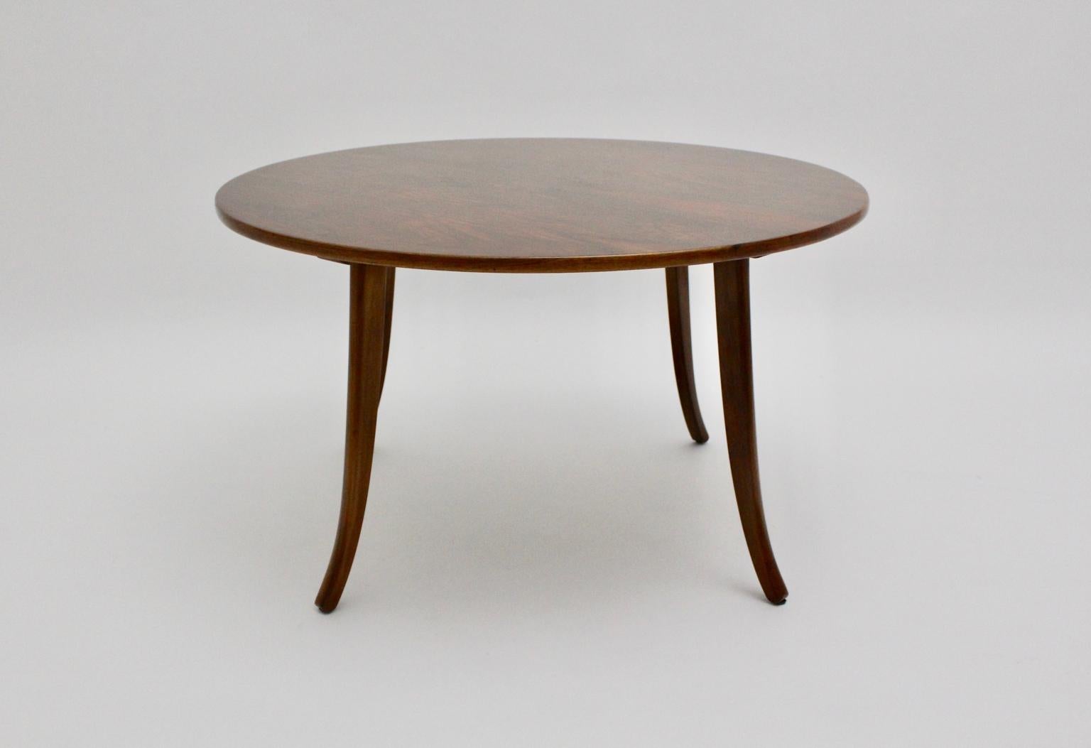 Art Deco Walnut Circular Vintage Sofa Table Circle Josef Frank Felix Augenfeld For Sale 6