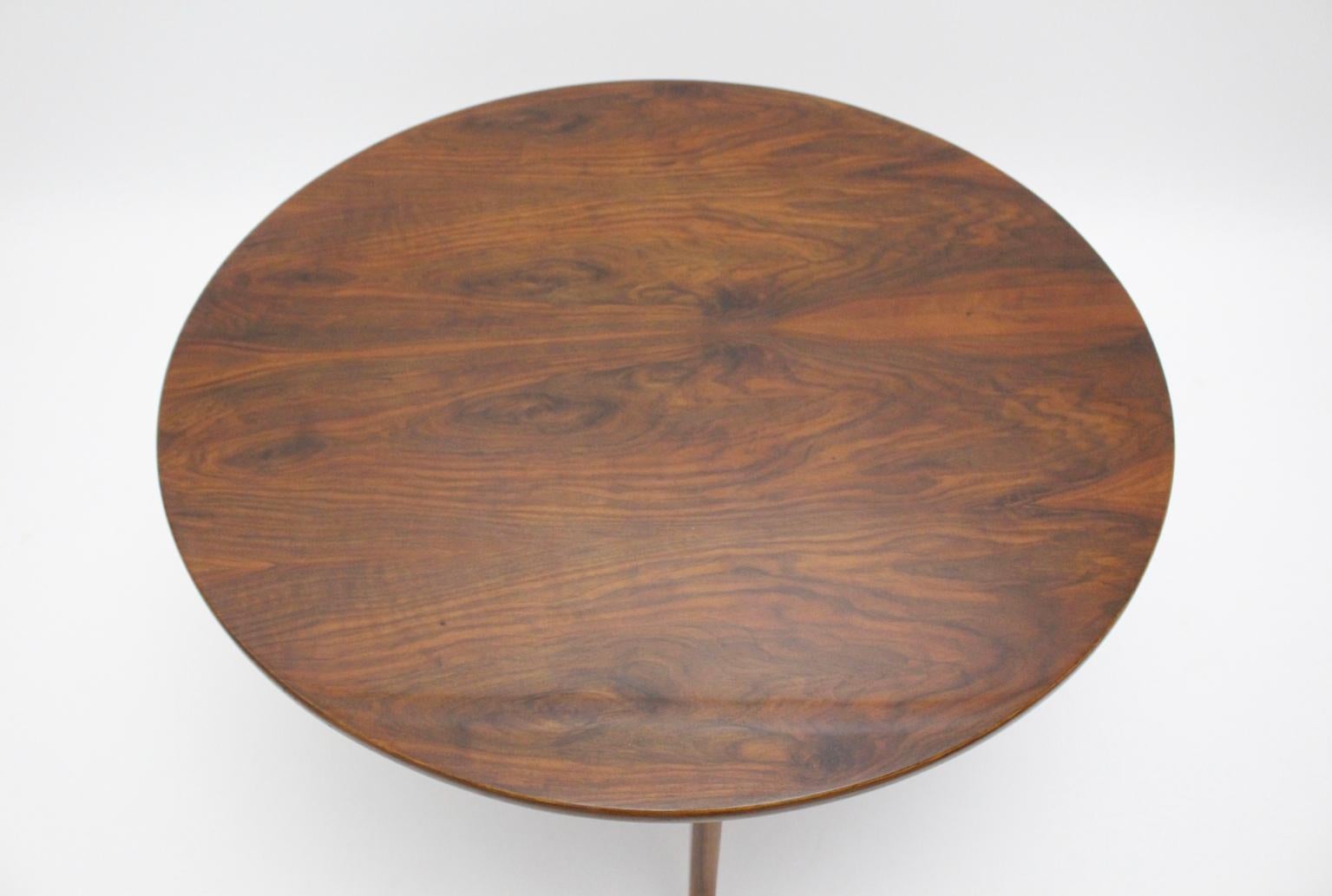 Art Deco Walnut Circular Vintage Sofa Table Circle Josef Frank Felix Augenfeld For Sale 7