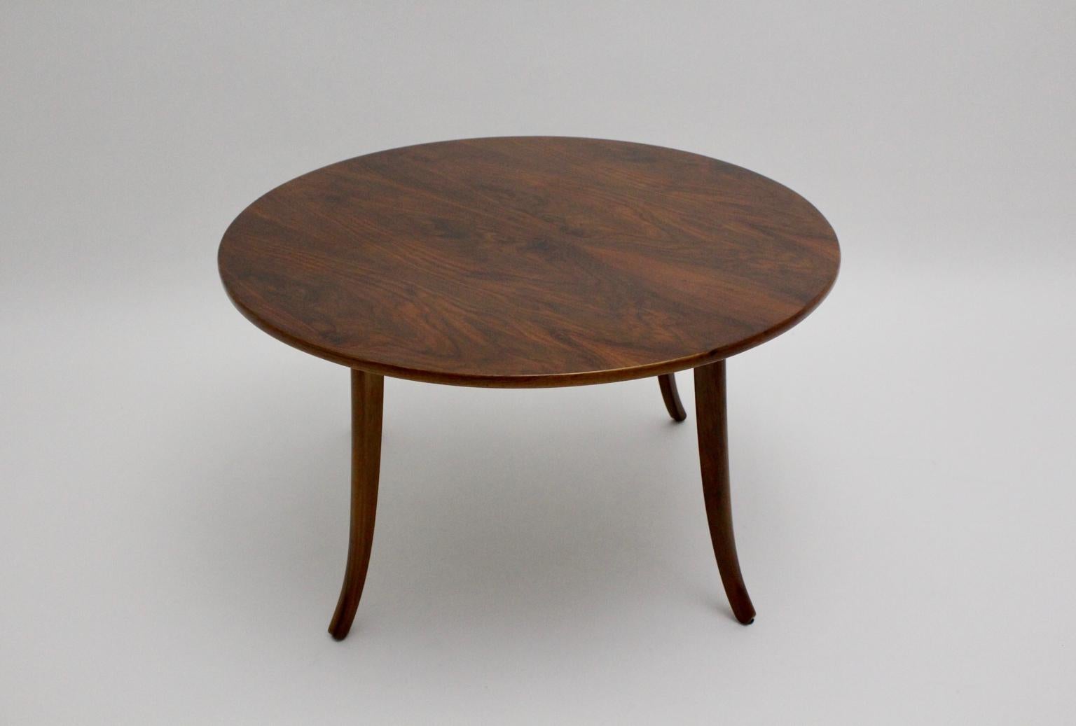 Art Deco Walnut Circular Vintage Sofa Table Circle Josef Frank Felix Augenfeld For Sale 8