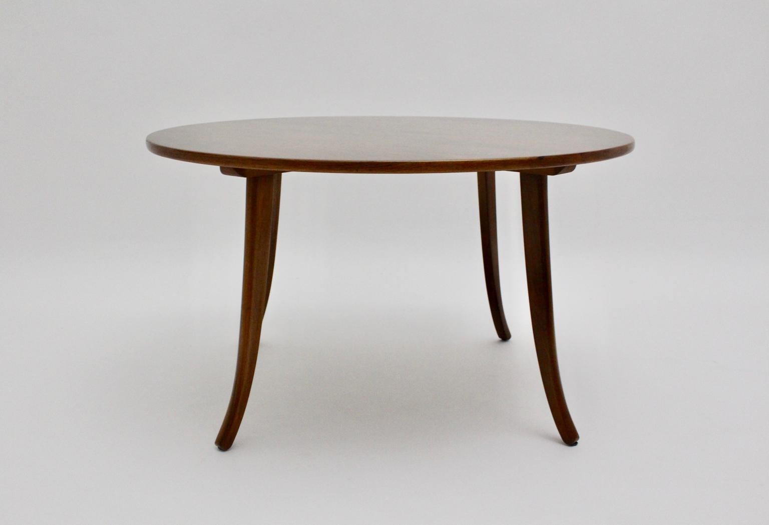 Art Deco Walnut Circular Vintage Sofa Table Circle Josef Frank Felix Augenfeld For Sale 9