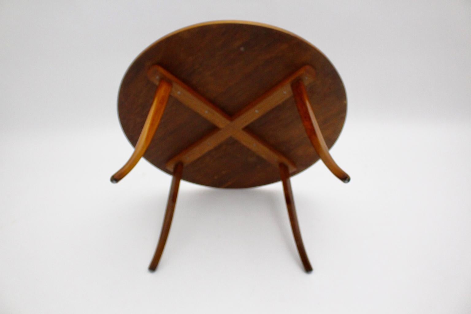 Art Deco Walnut Circular Vintage Sofa Table Circle Josef Frank Felix Augenfeld For Sale 12