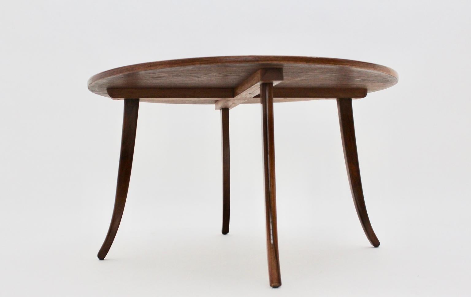 Veneer Art Deco Walnut Circular Vintage Sofa Table Circle Josef Frank Felix Augenfeld For Sale