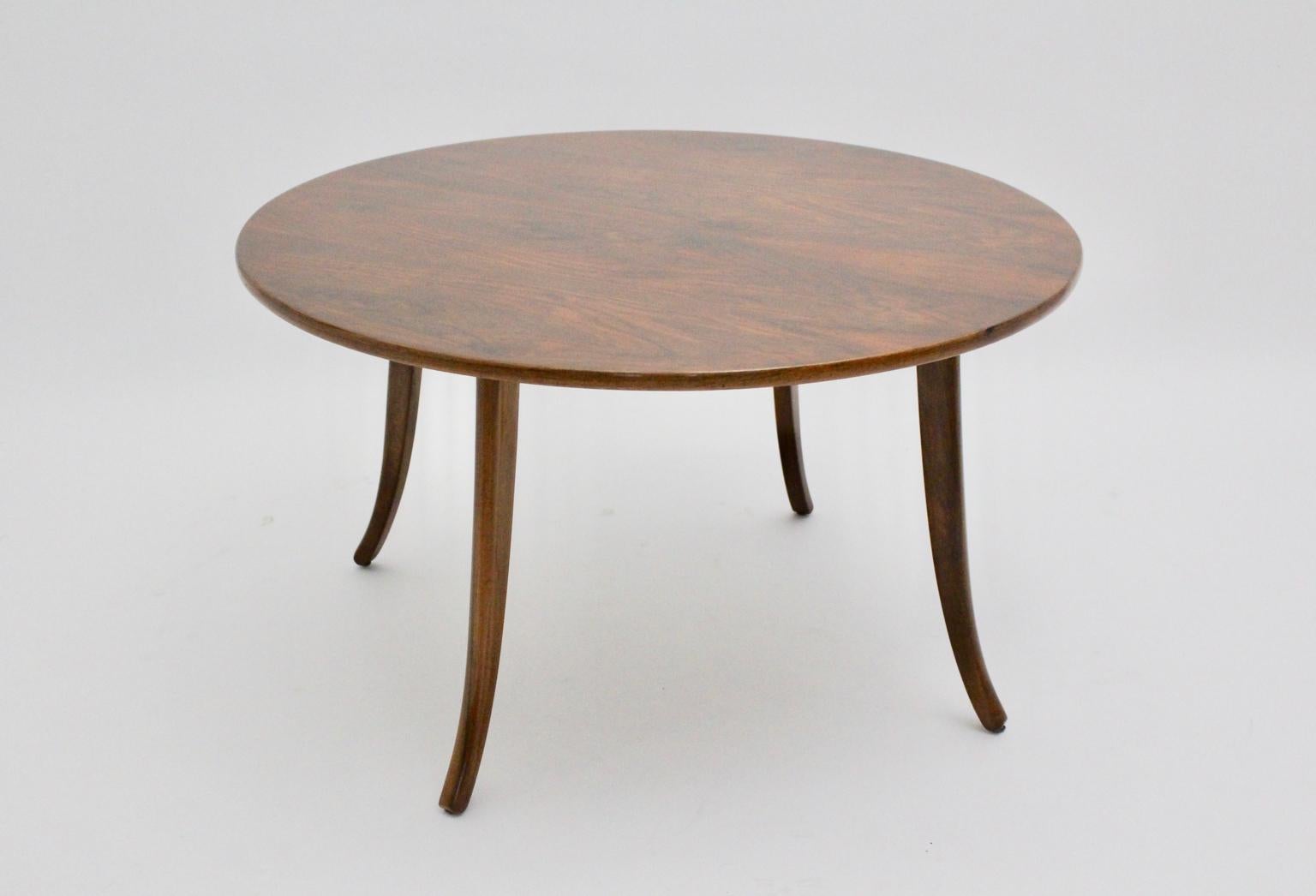 Early 20th Century Art Deco Walnut Circular Vintage Sofa Table Circle Josef Frank Felix Augenfeld For Sale