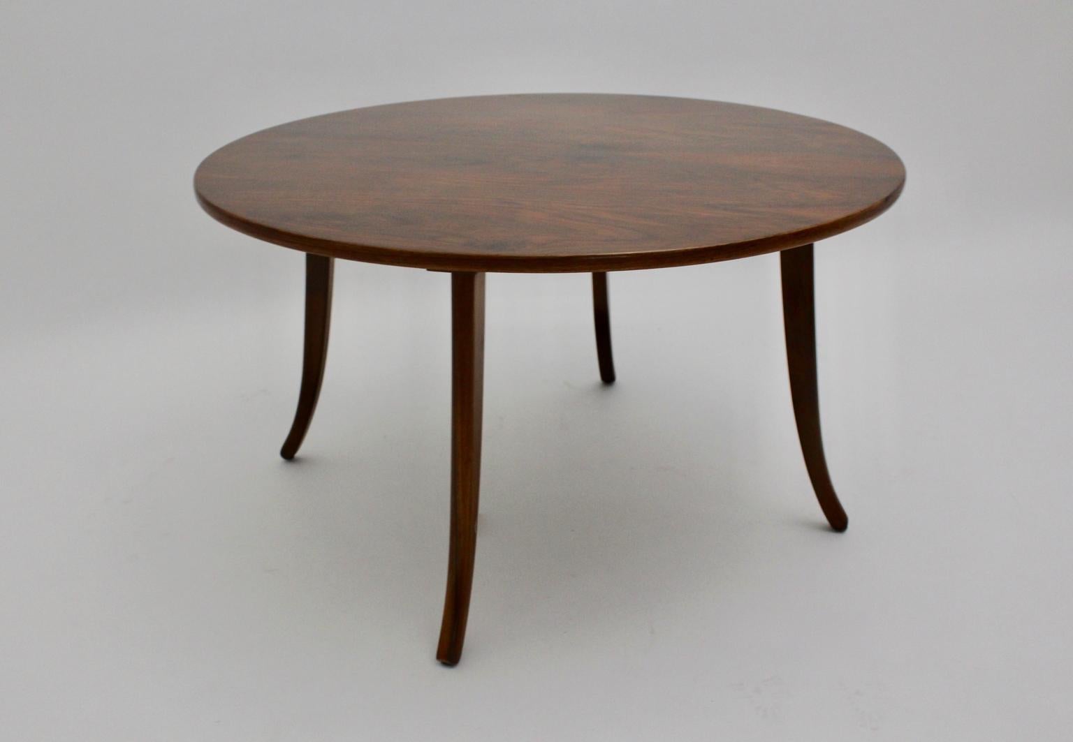 Art Deco Walnut Circular Vintage Sofa Table Circle Josef Frank Felix Augenfeld For Sale 1