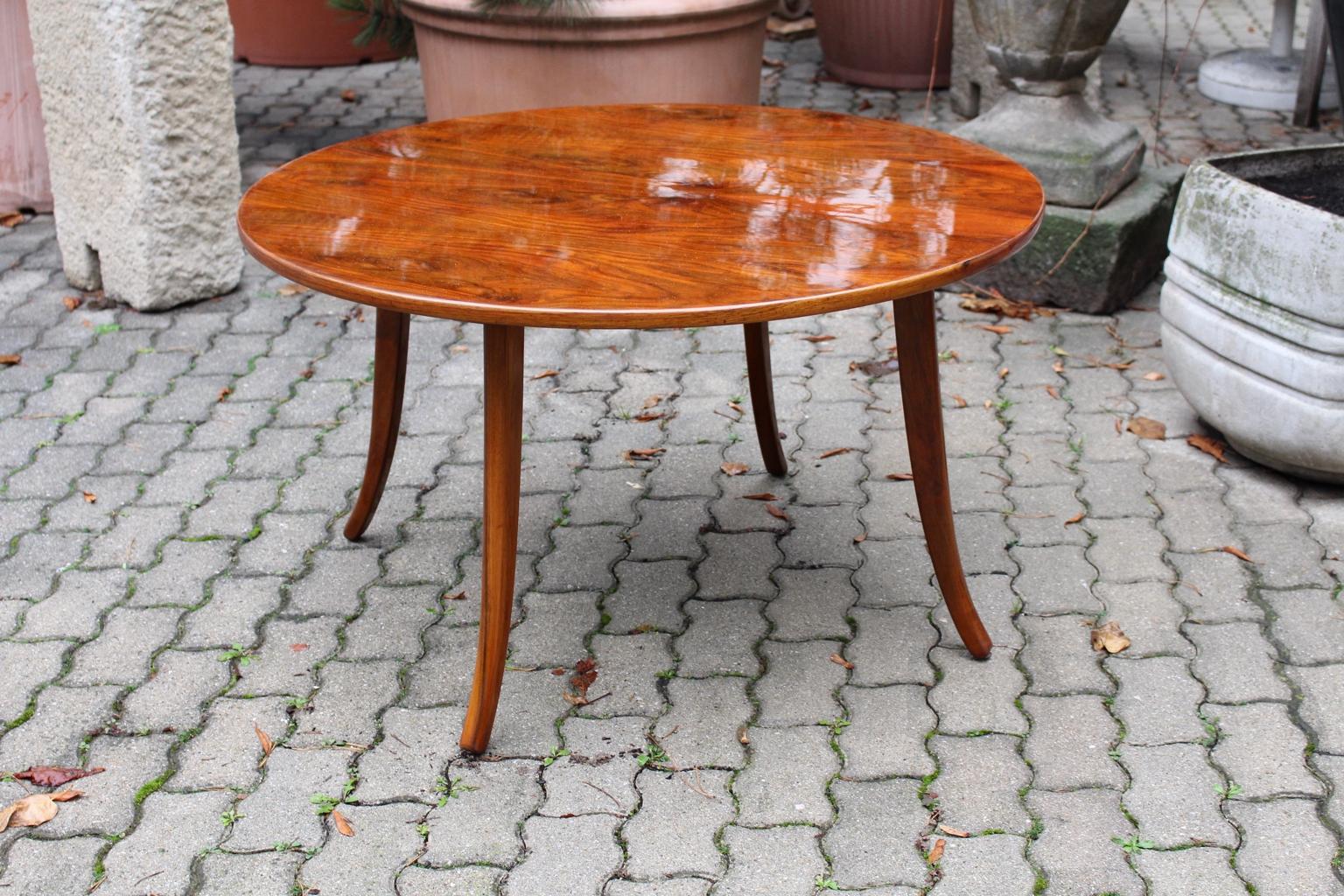 Art Deco Walnut Circular Vintage Sofa Table Circle Josef Frank Felix Augenfeld For Sale 3