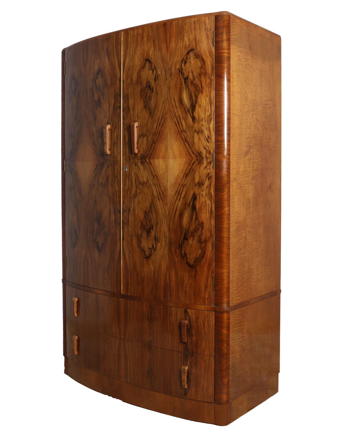 Mid-20th Century Art Deco Walnut Wardrobe, circa 1930