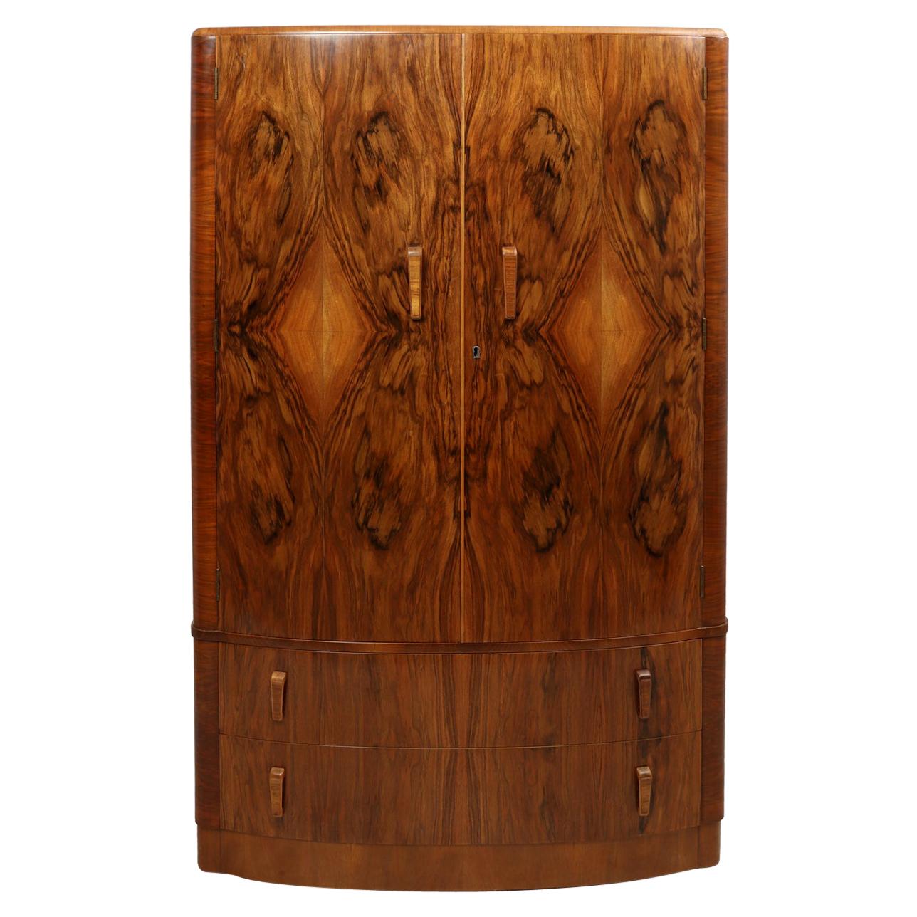 Art Deco Walnut Wardrobe, circa 1930