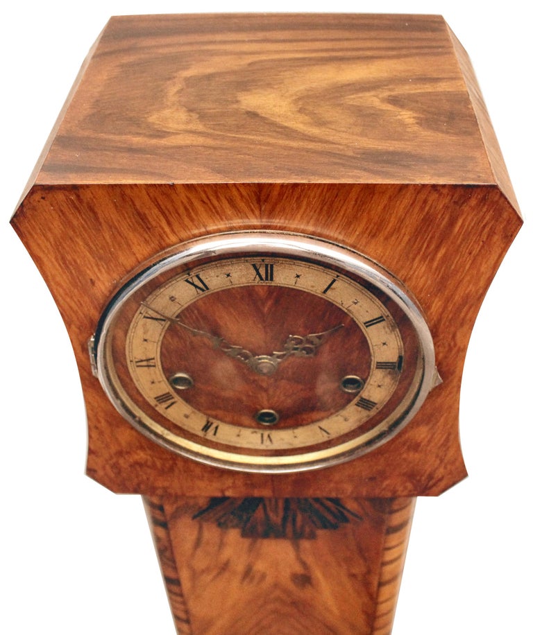 Art Deco Walnut Westminster Chime Grandmother Clock, c1930 For Sale at