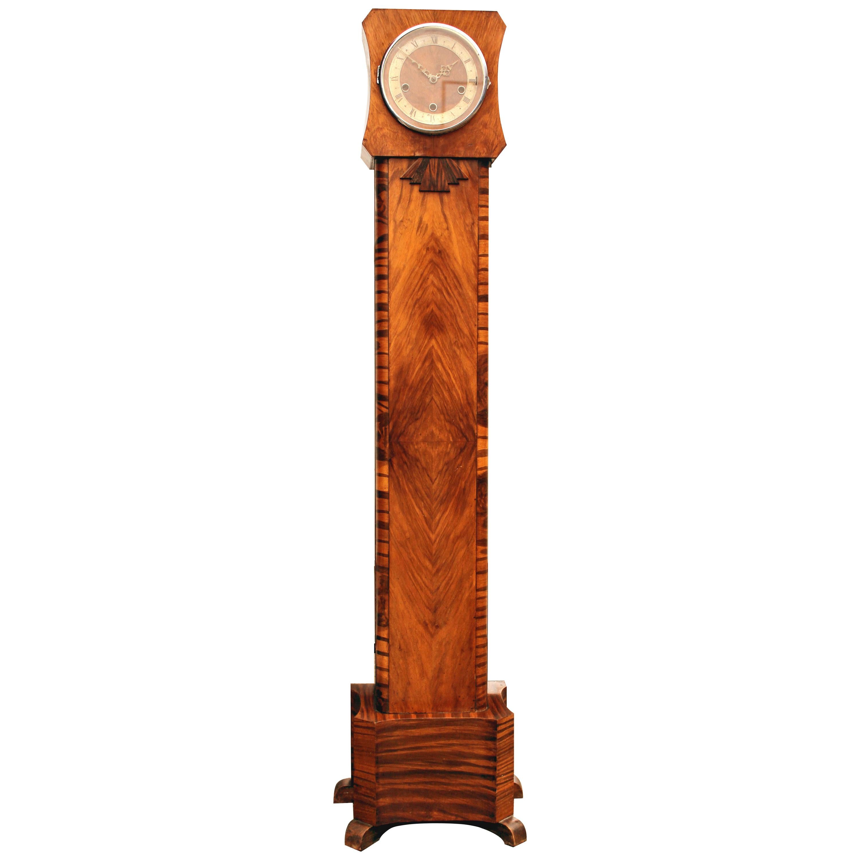 Art Deco Walnut Westminster Chime Grandmother Clock, c1930