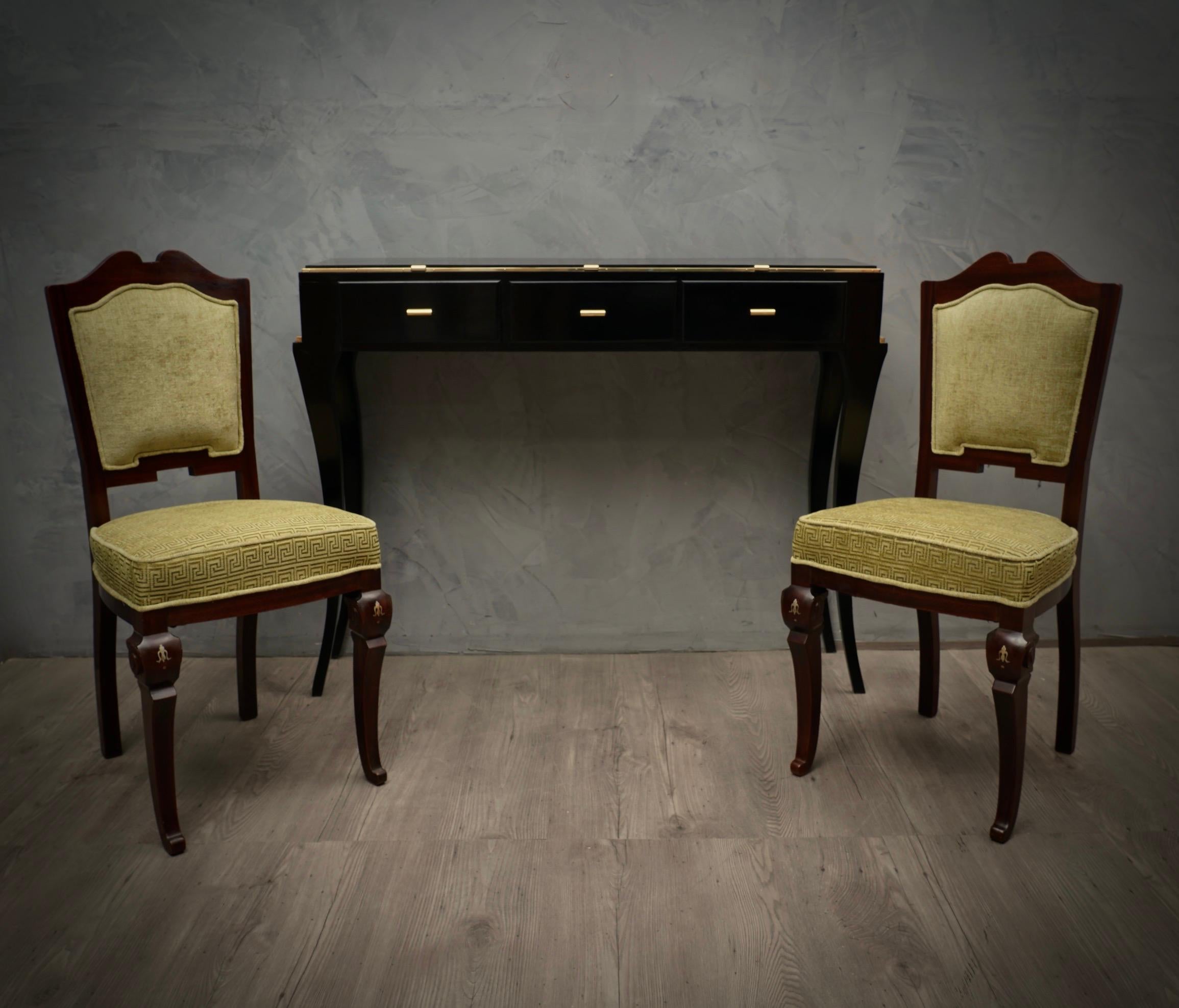 antique green velvet chair