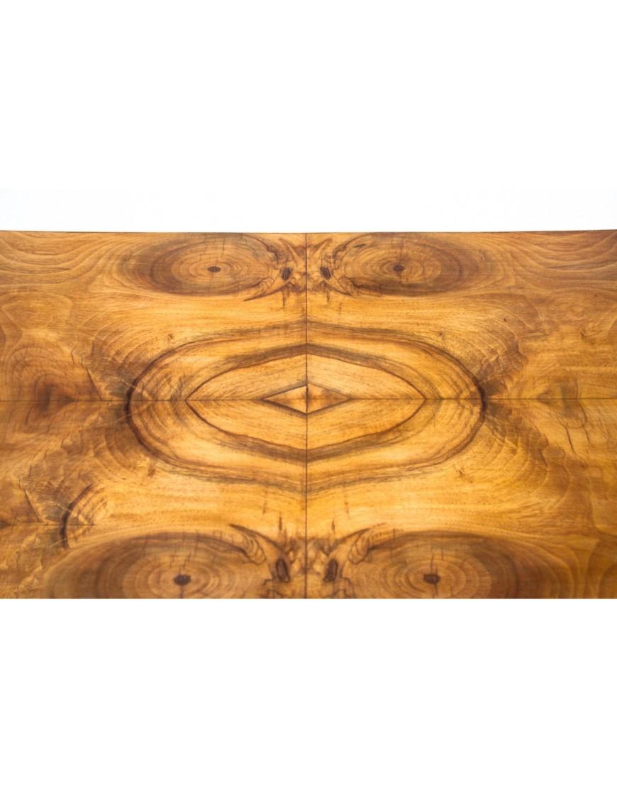 Walnut Art Deco walnut wooden console, Poland, 1940s. For Sale