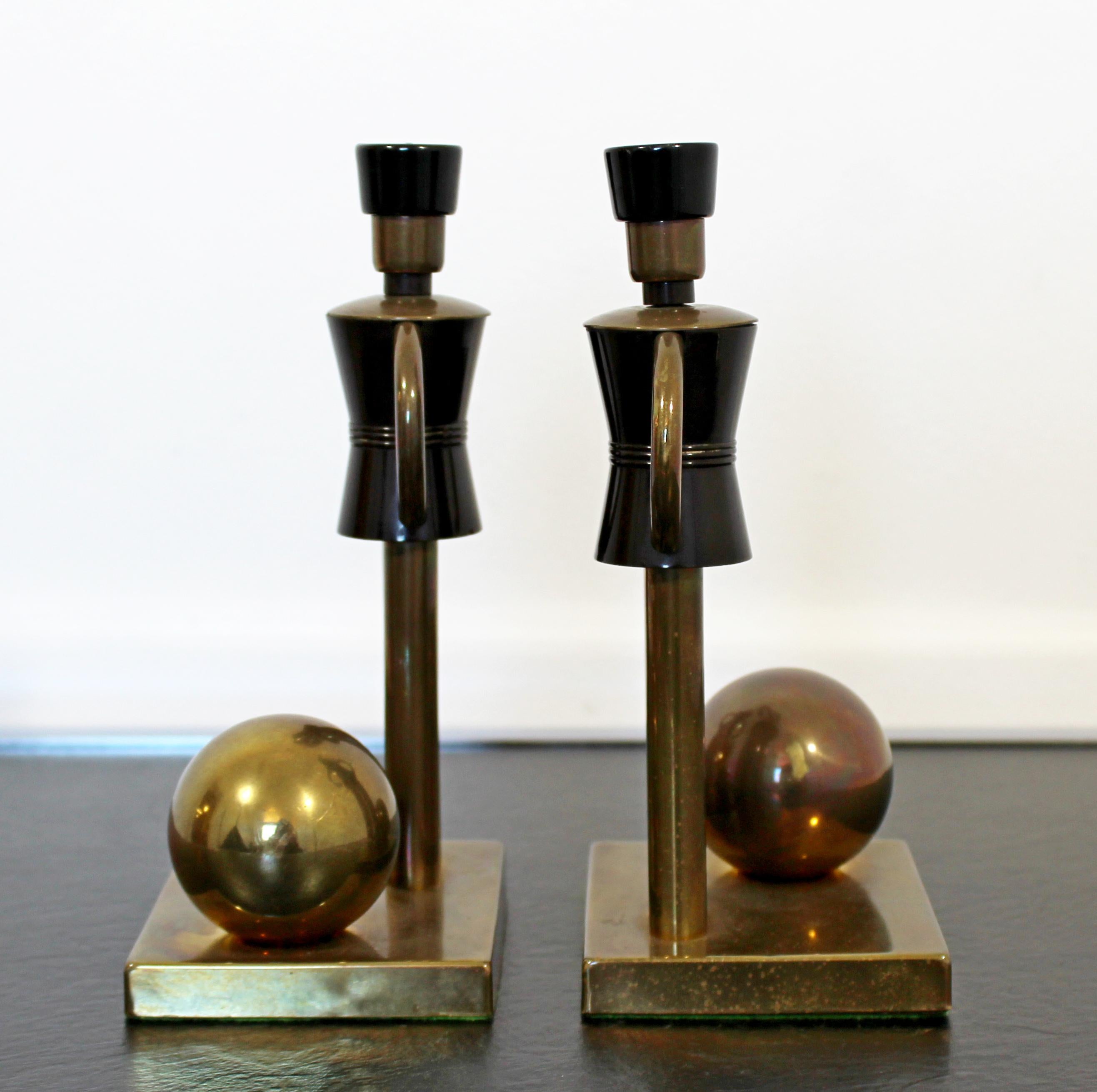 20th Century Art Deco Walter Von Nessen Chase Brass Bakelite Bookends Table Sculptures Toy