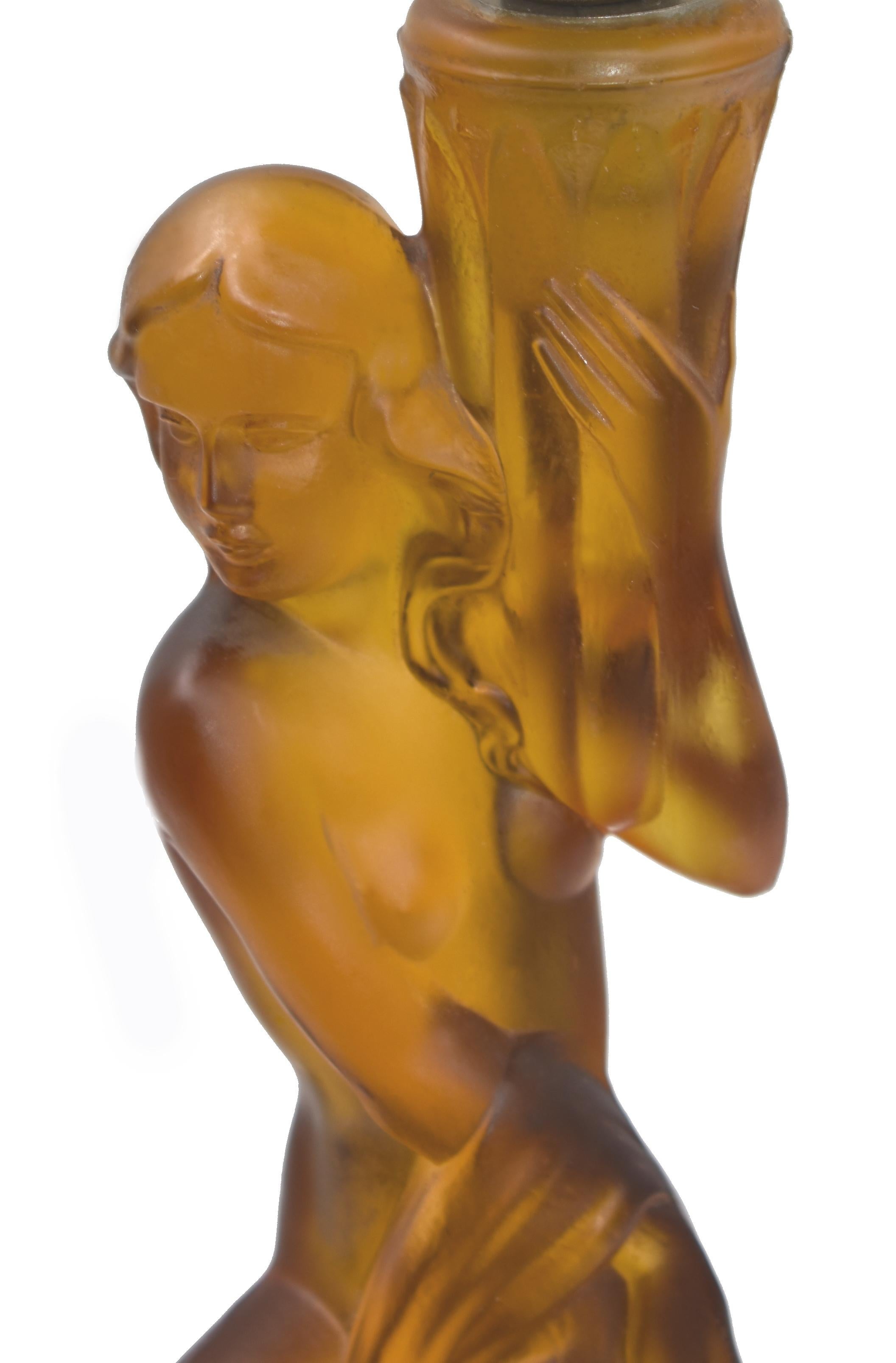 Art Deco Walther and Sohne Amber Glass Table Lamp, circa 1930s 3