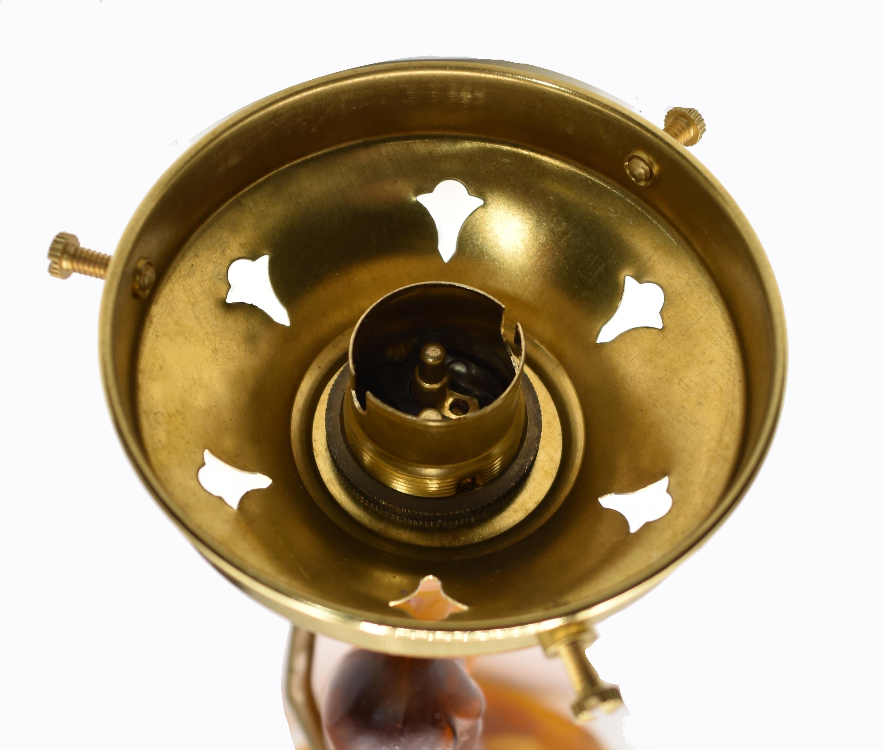 20th Century Art Deco Walther and Sohne Amber Glass Table Lamp, circa 1930s