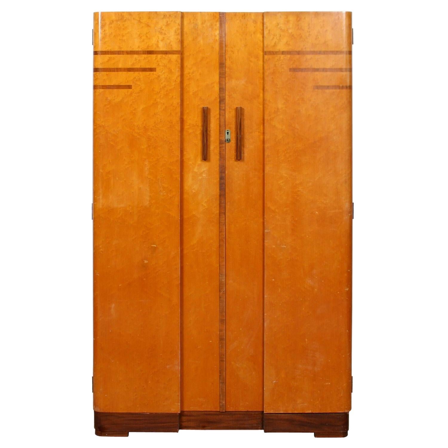 Art Deco Wardrobe Bird's-Eye Maple Compactum Armoire For Sale