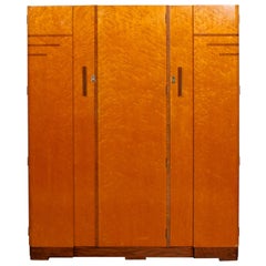 Art Deco Wardrobe Bird's-Eye Maple Compactum Armoire