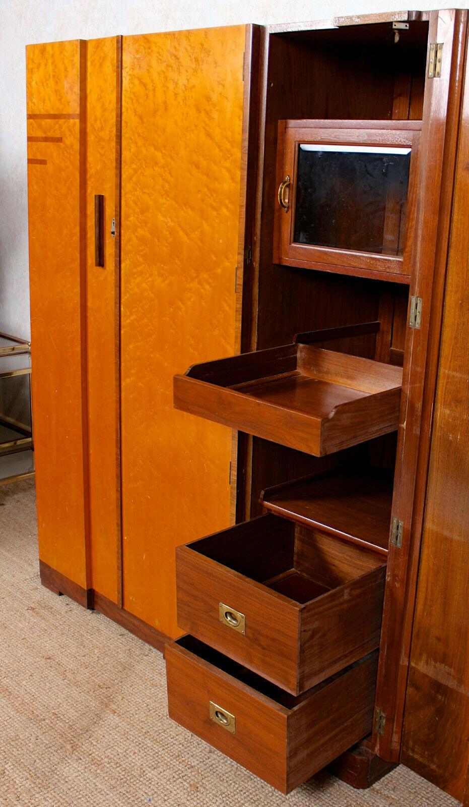 Art Deco Wardrobe Bird's-Eye Maple Compactum Armoire For Sale 5