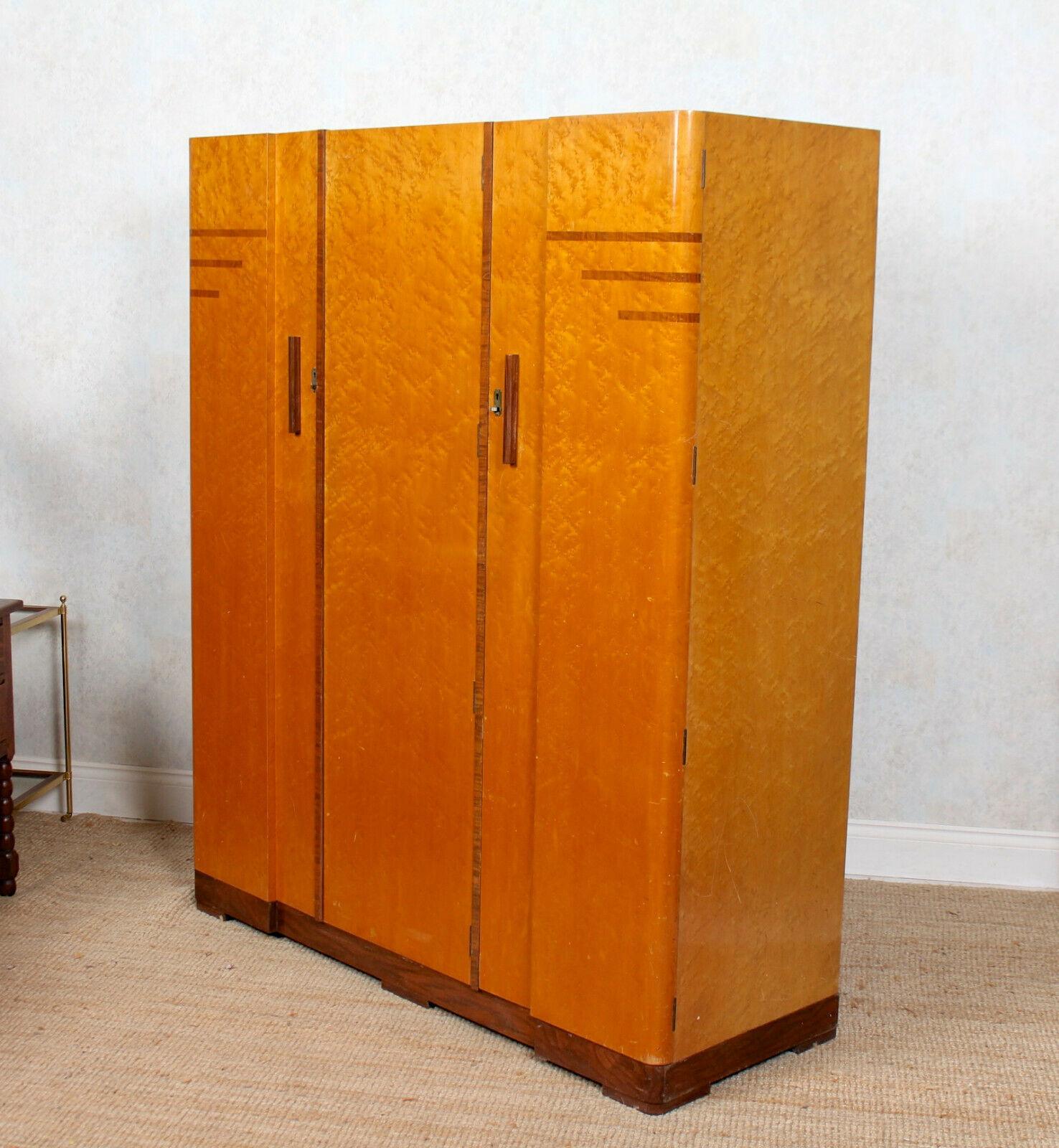 Art Deco Wardrobe Bird's-Eye Maple Compactum Armoire In Good Condition For Sale In Newcastle upon Tyne, GB