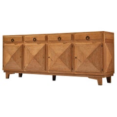 Art Deco Wardrobe in Oak with Cast Iron Handles