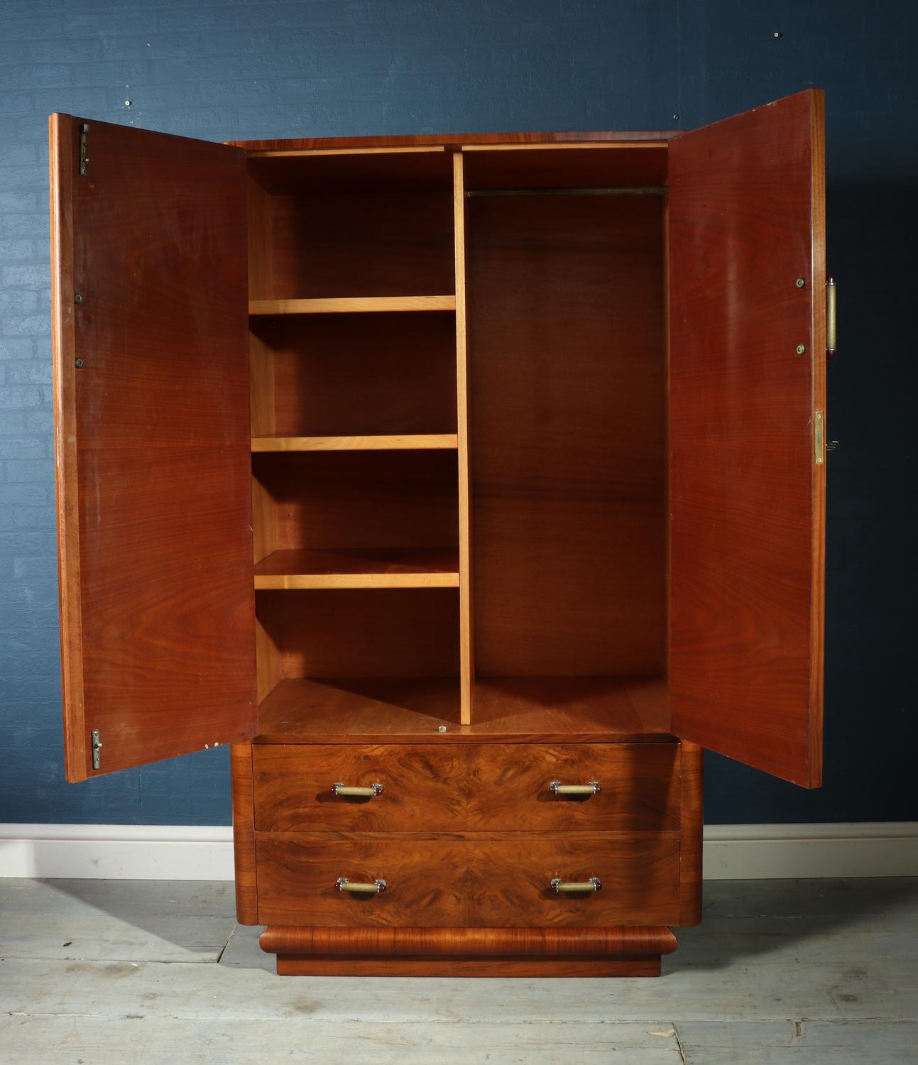 French Art Deco Wardrobe in Walnut, circa 1930