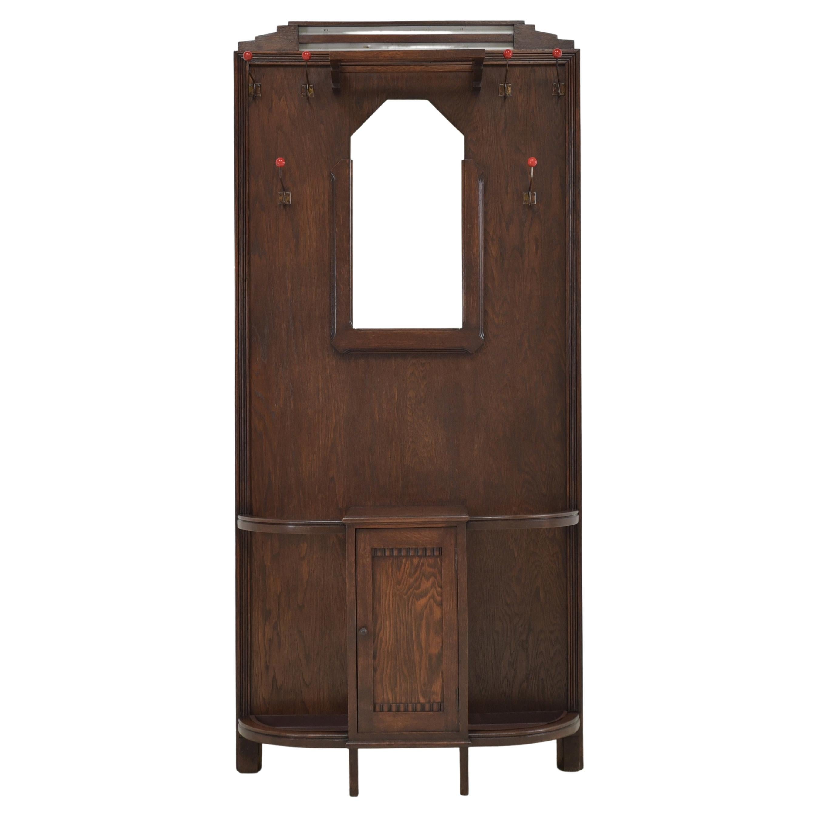 Art Deco Wardrobe / Wall Wardrobe in Oak, 1930